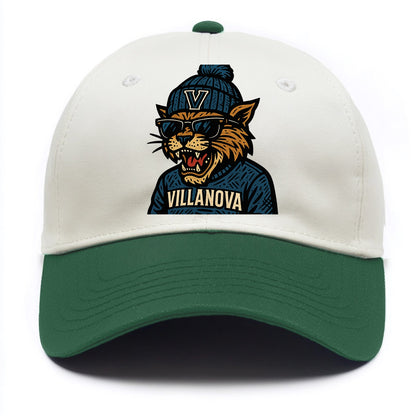 Villanova Wildcat wearing Villanova beanie with V patch - Two Tone Cap - Green