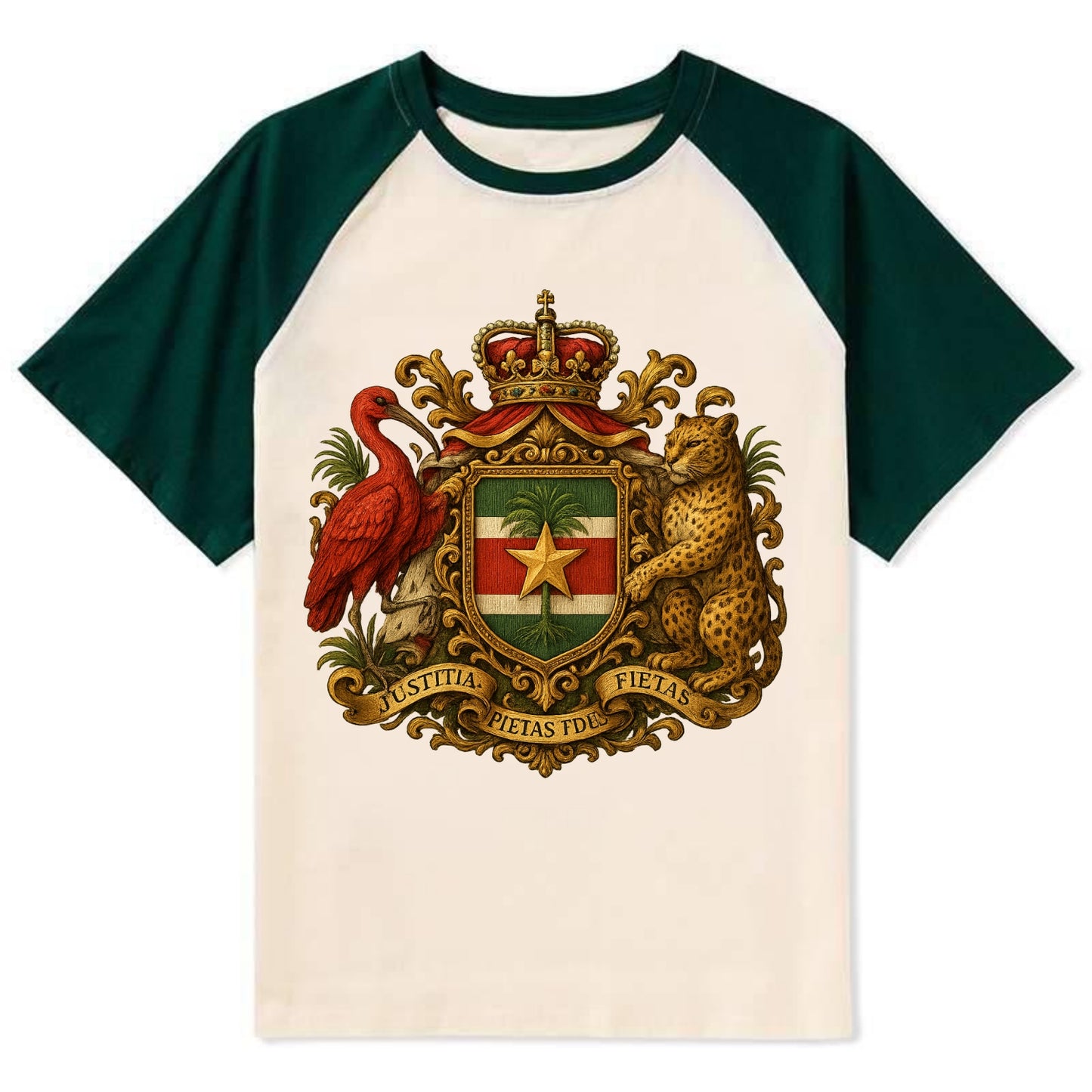 Suriname Star Emblem  - Contrast Raglan T-shirt - Green