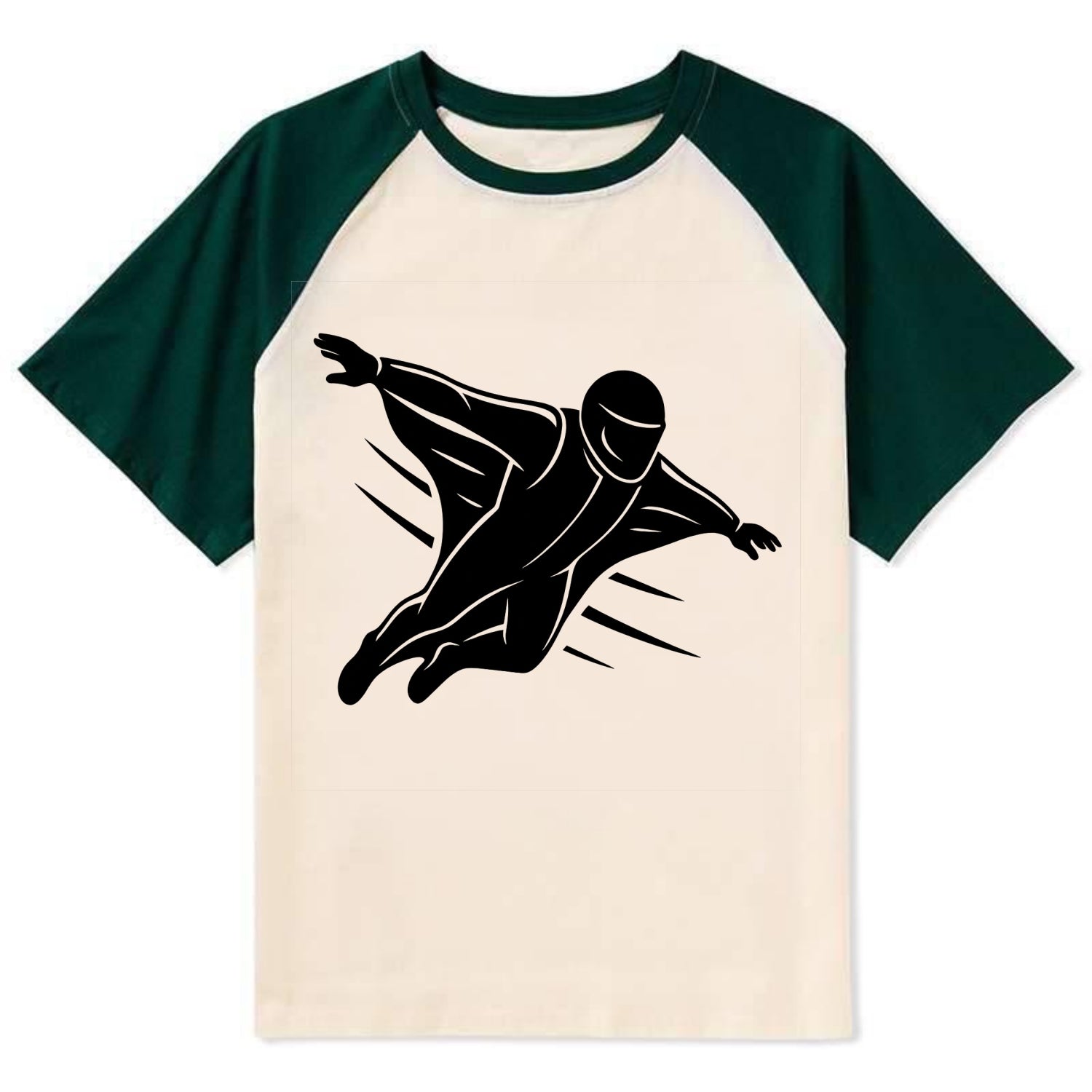 Wingsuit flyer gliding - Contrast Raglan T-shirt - Green