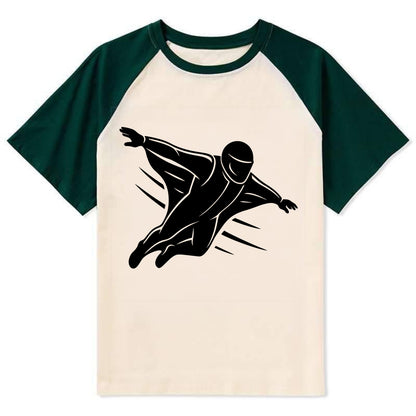 Wingsuit flyer gliding - Contrast Raglan T-shirt - Green