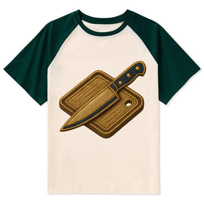 Chef knife with cutting board - culinary enthusiast - Contrast Raglan T-shirt - Green