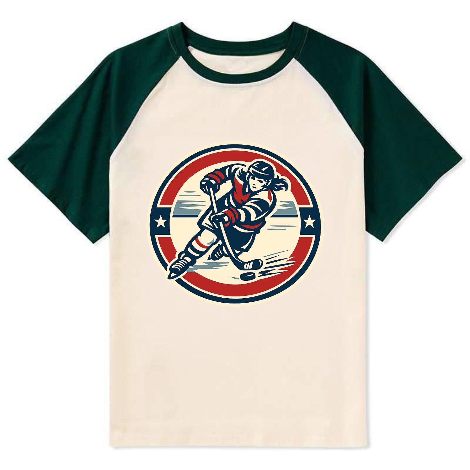 Fierce Ice Queen Emblem - Contrast Raglan T-shirt - Green