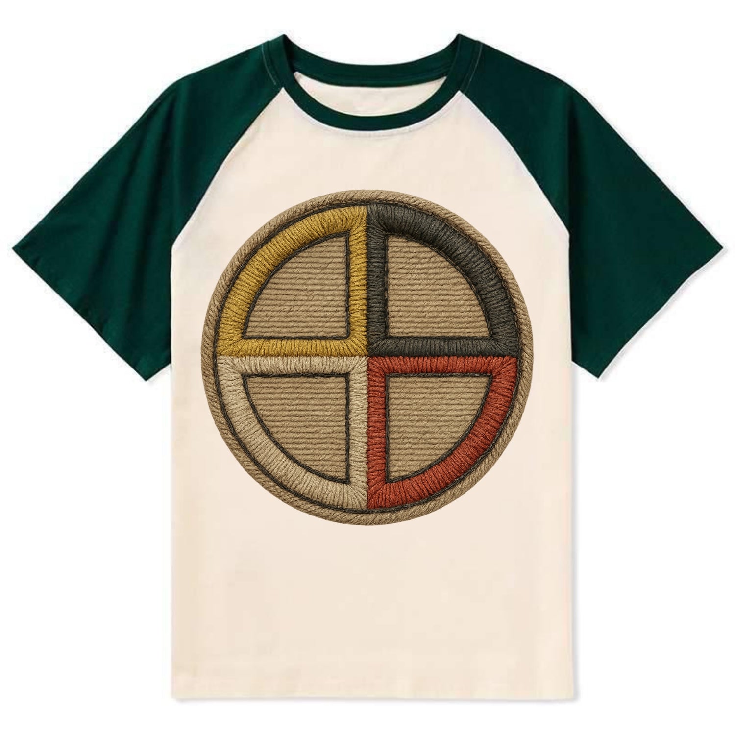 Medicine Wheel  - Contrast Raglan T-shirt - Green