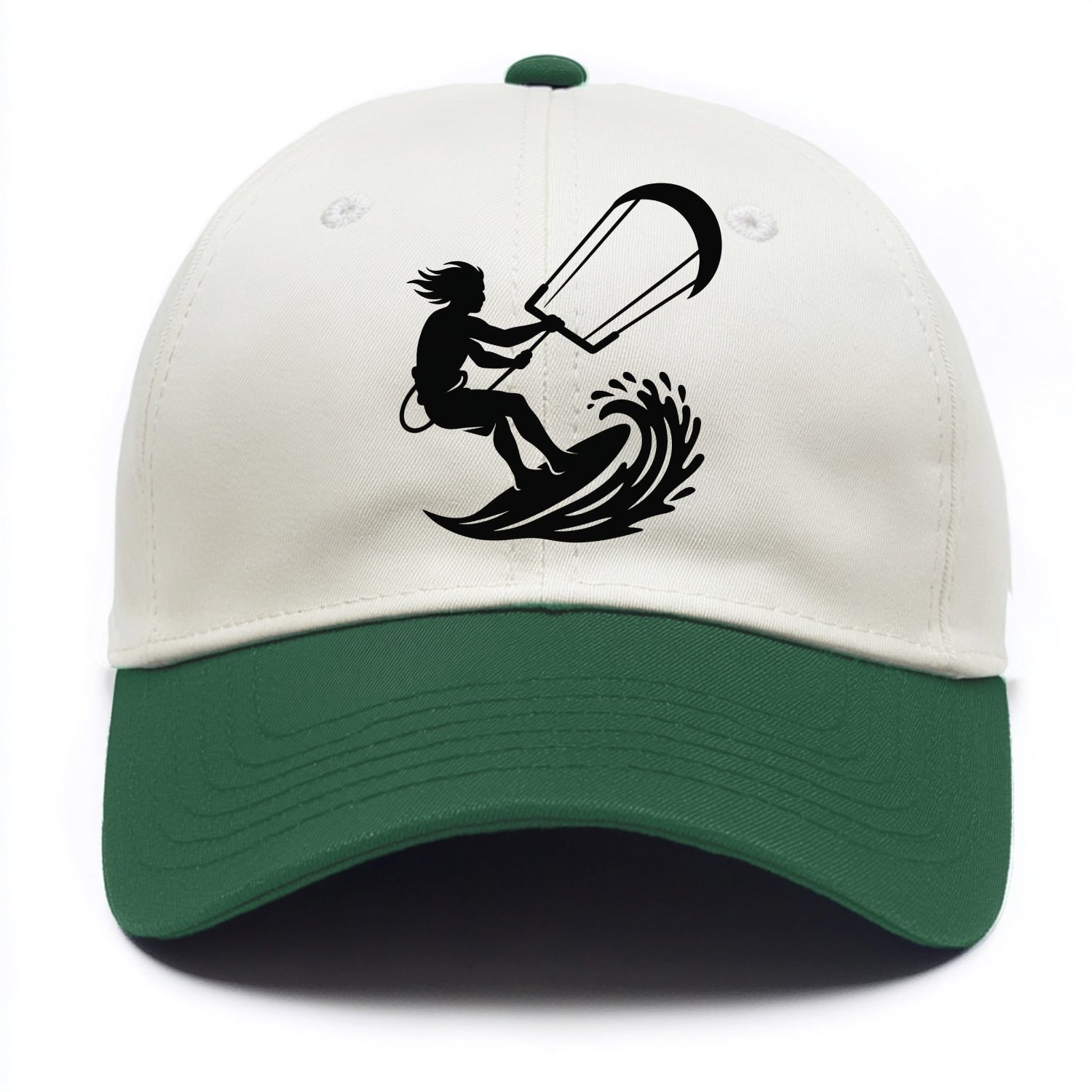 Kite surfer riding wave - Two Tone Cap - Green