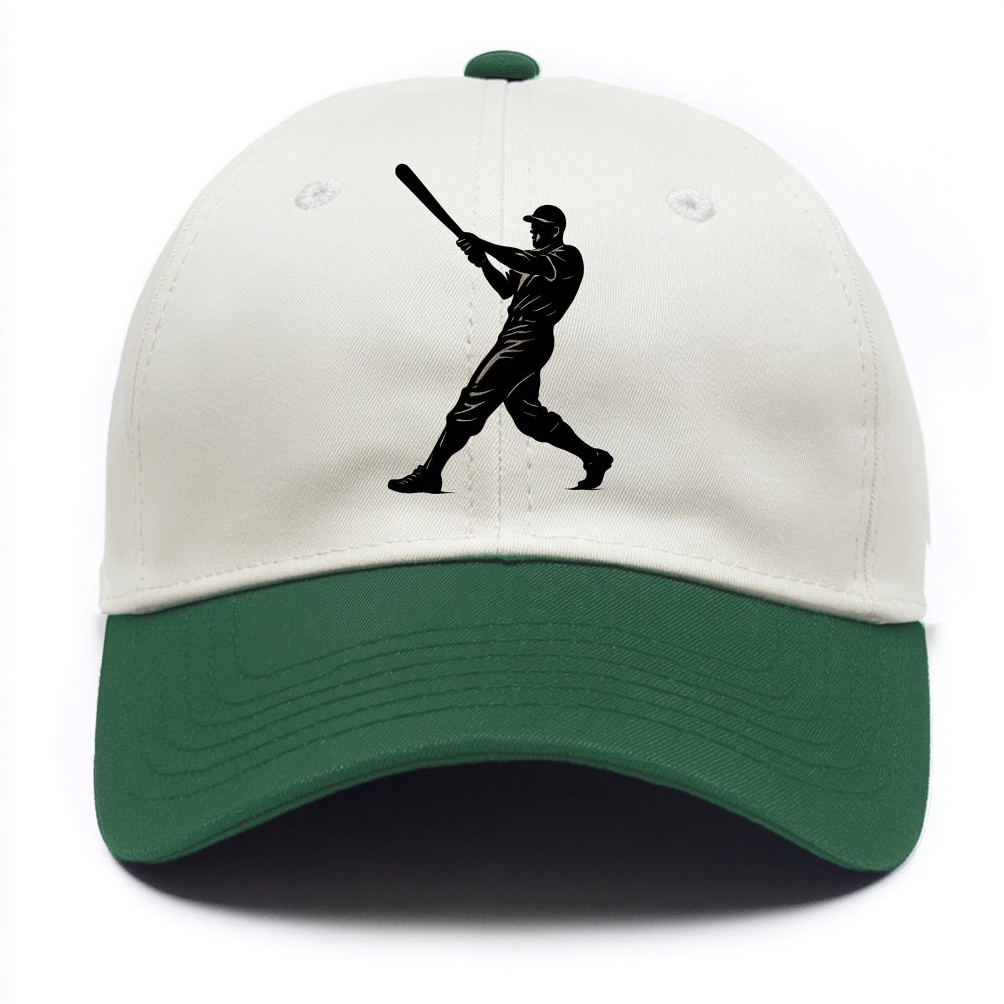 Baseball batter in full swing - Two Tone Cap - Green
