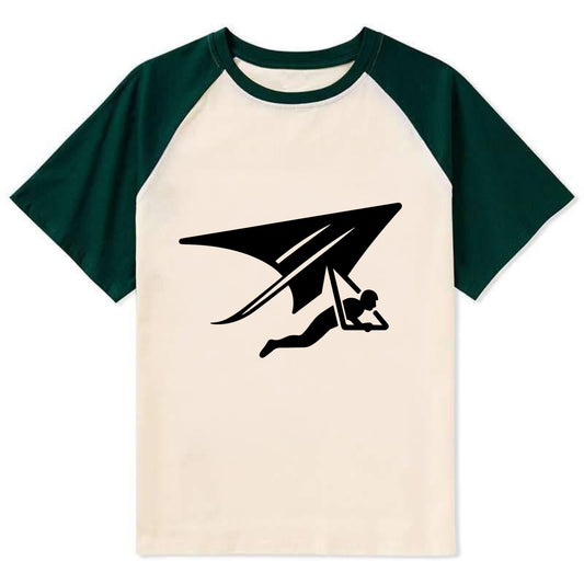 Hang glider soaring - Contrast Raglan T-shirt - Green