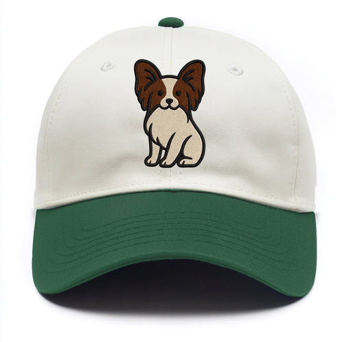 Papillon - White with brown ears sitting Two Tone Cap