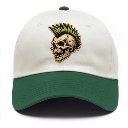 MOHAWK SKULL - punk skull with mohawk in neon green and black , punk rock - Two Tone Cap - Green