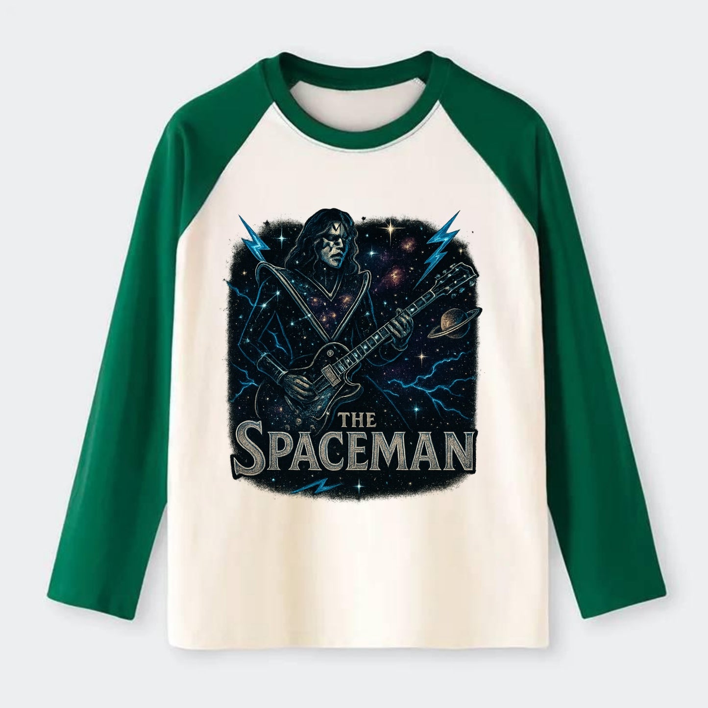 Spaceman Constellation - Raglan Long Sleeve T-Shirt - Green