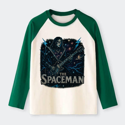 Spaceman Constellation - Raglan Long Sleeve T-Shirt - Green