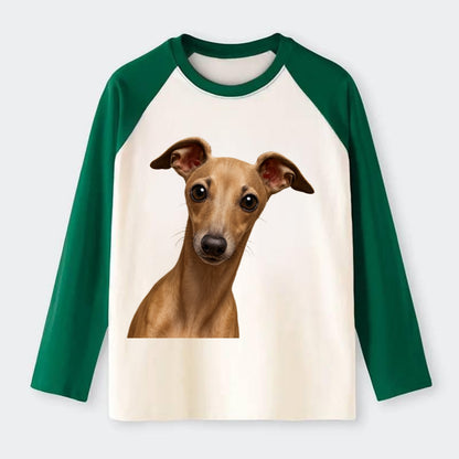 Italian Greyhound  - Raglan Long Sleeve T-Shirt - Green