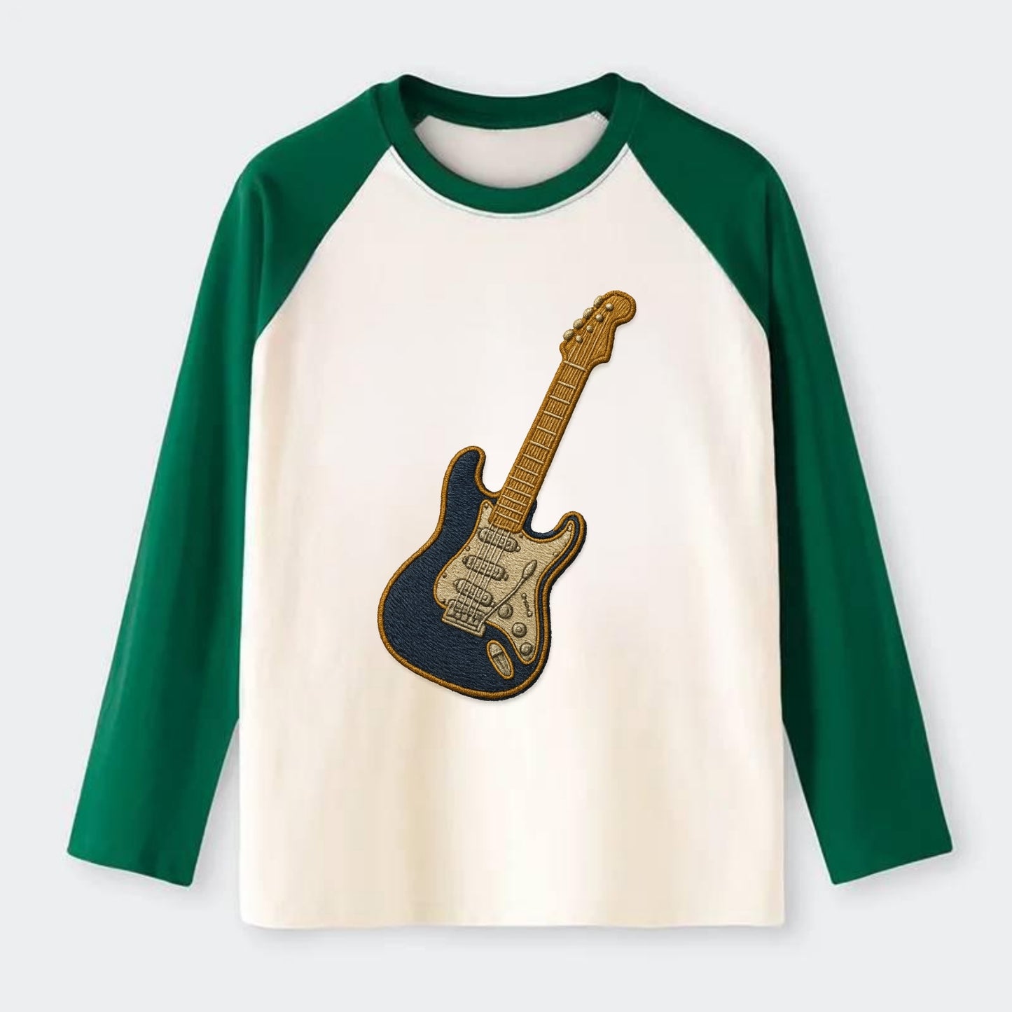 Electric Guitar  - Raglan Long Sleeve T-Shirt - Green