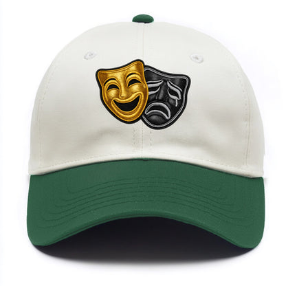 BROADWAY MASKS - comedy tragedy masks in gold and black , theater - Two Tone Cap - Green