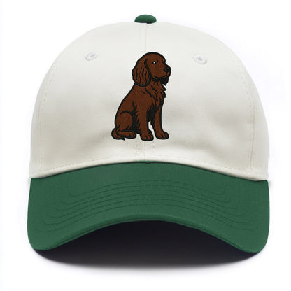 Field Spaniel - Liver colored embroidered sitting design - Two Tone Cap - Green