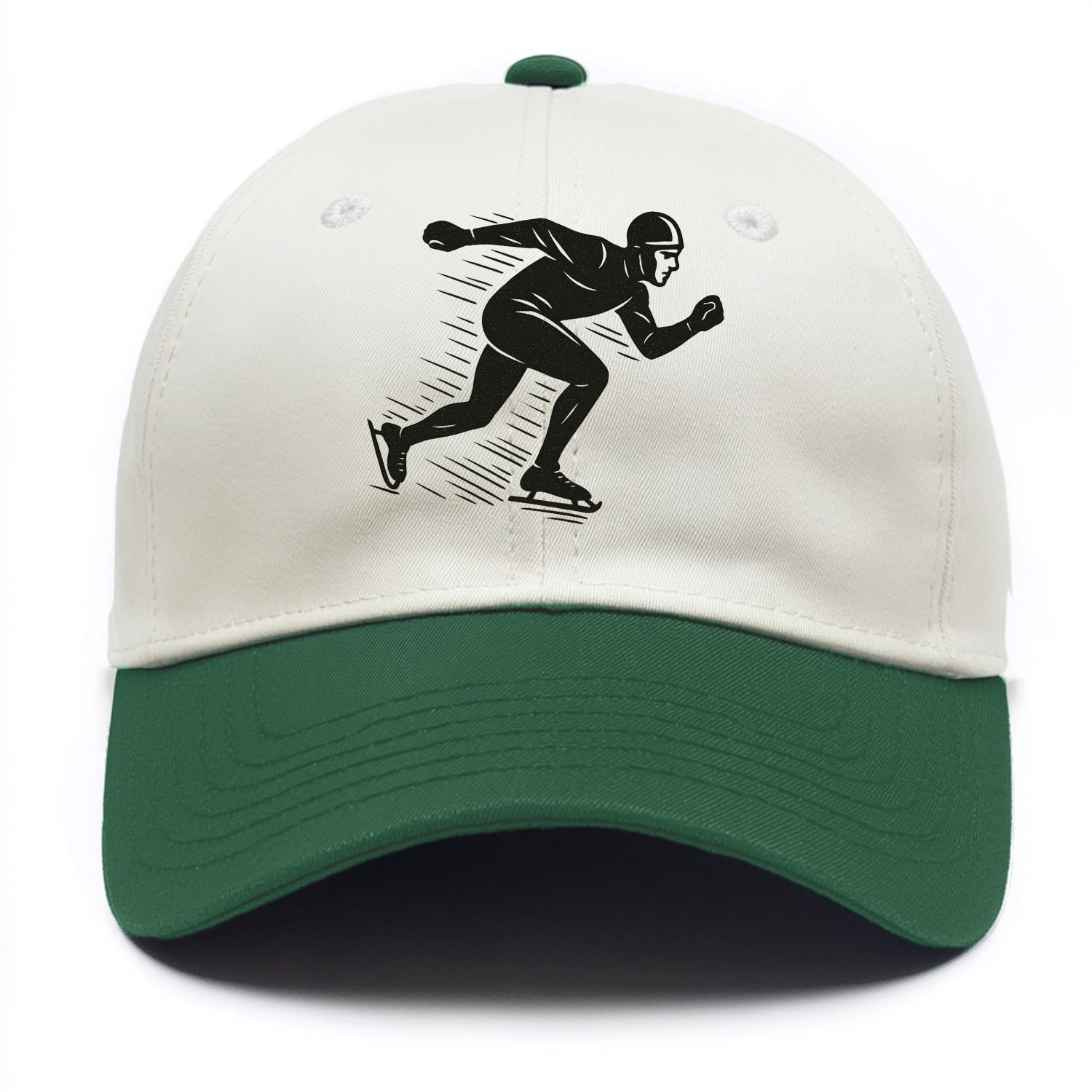 Speed skater in racing crouch - Two Tone Cap - Green