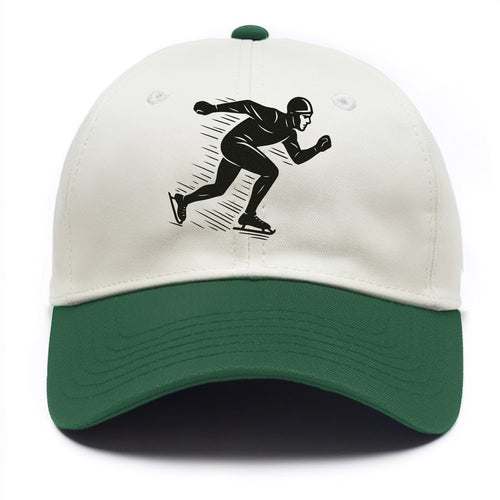 Speed skater in racing crouch - Two Tone Cap
