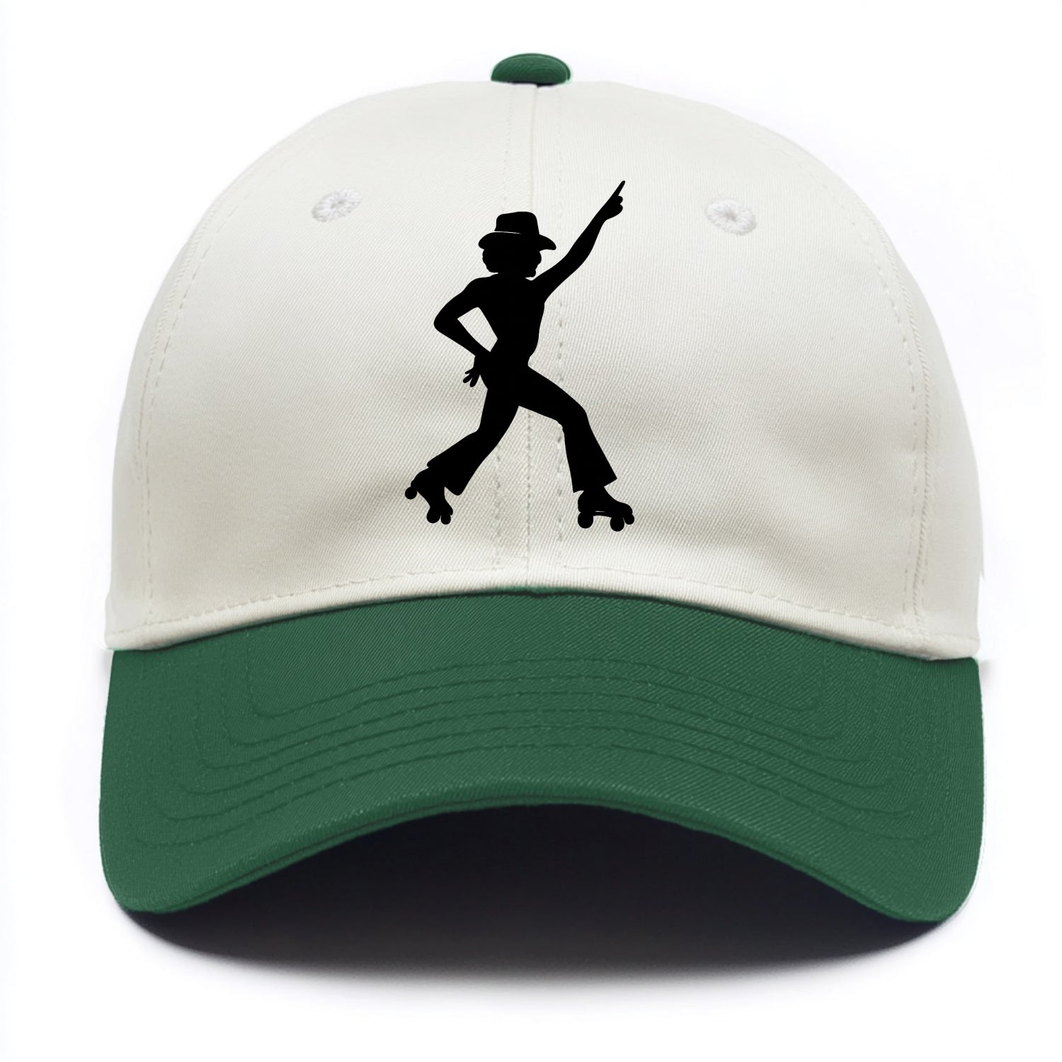 Retro roller skater in disco pose - Two Tone Cap - Green