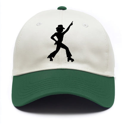 Retro roller skater in disco pose - Two Tone Cap - Green