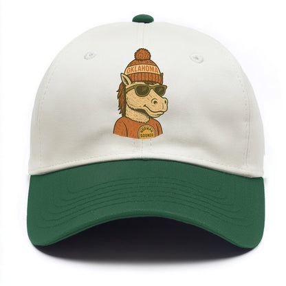 Norman Sooner Horse wearing Oklahoma bea - Two Tone Cap - Green