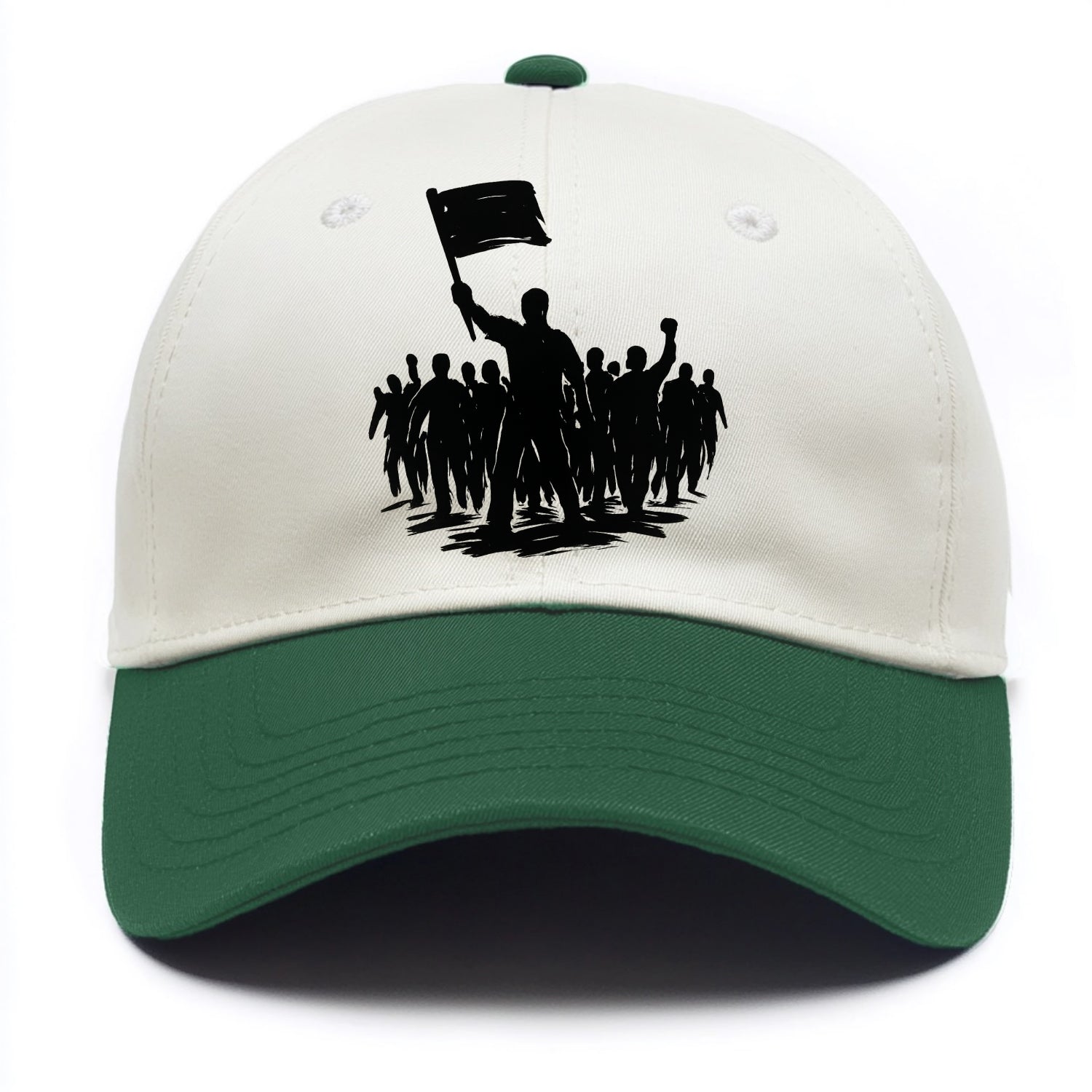Crowd of protesters marching - solidarity movement ink painting - Two Tone Cap - Green