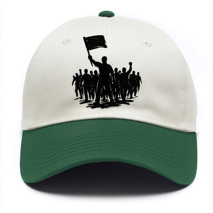 Crowd of protesters marching - solidarity movement ink painting - Two Tone Cap - Green