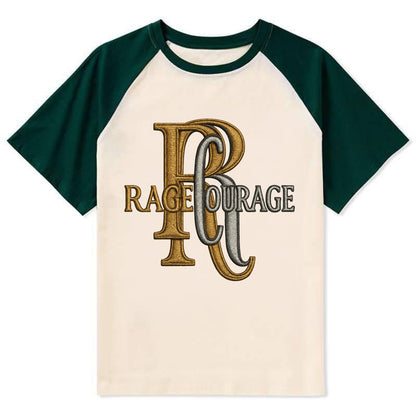 RAGE;COURAGE MODE Warrior Green Hat - Contrast Raglan T-shirt - Green