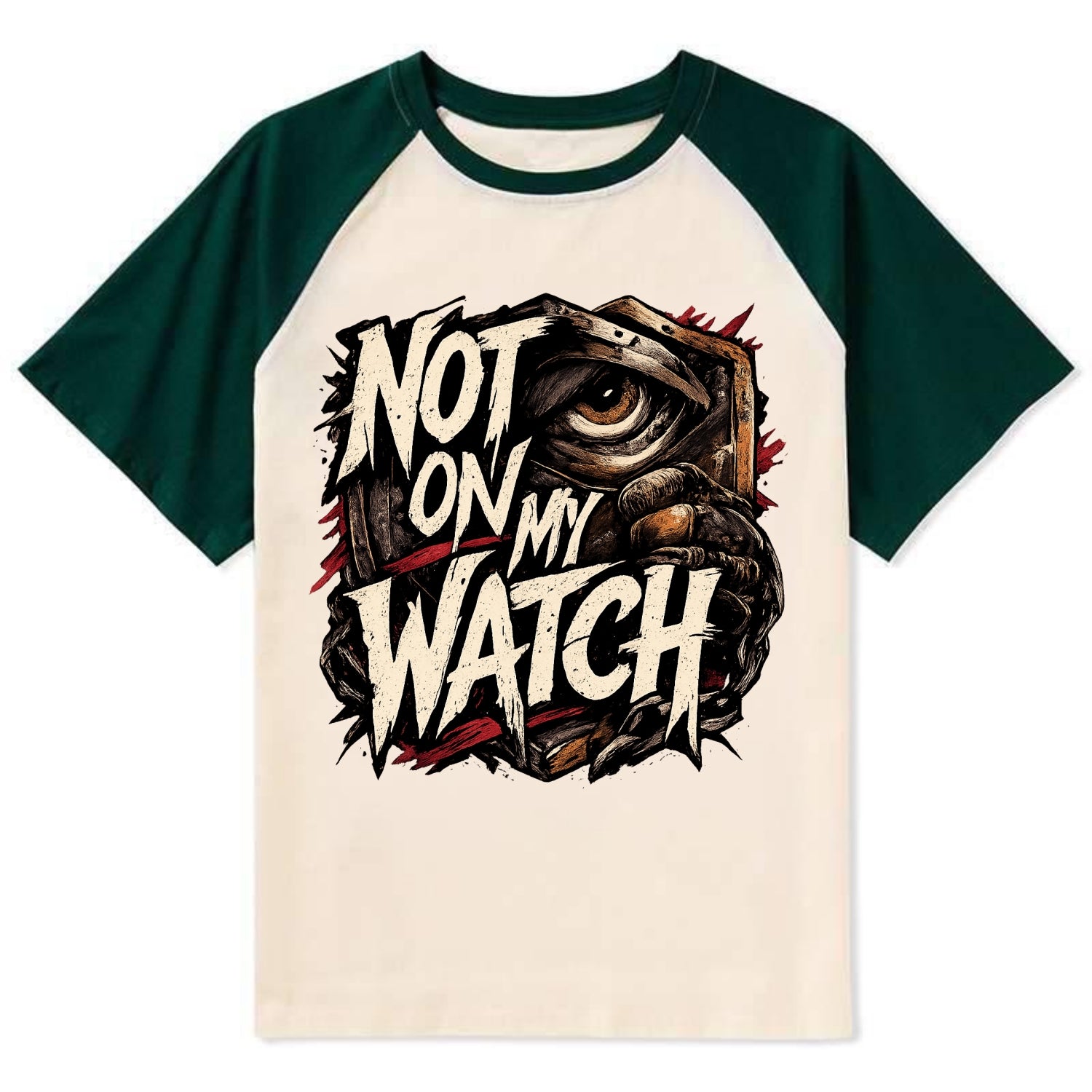 Not On My Watch - Contrast Raglan T-shirt - Green