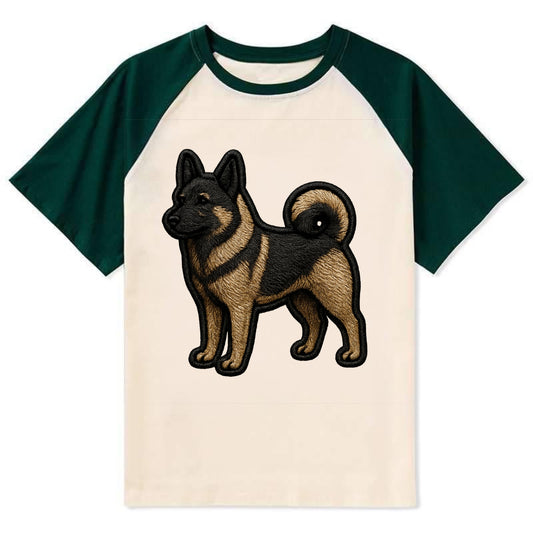 Norwegian Elkhound - Trendy Nordic desig - Contrast Raglan T-shirt - Green