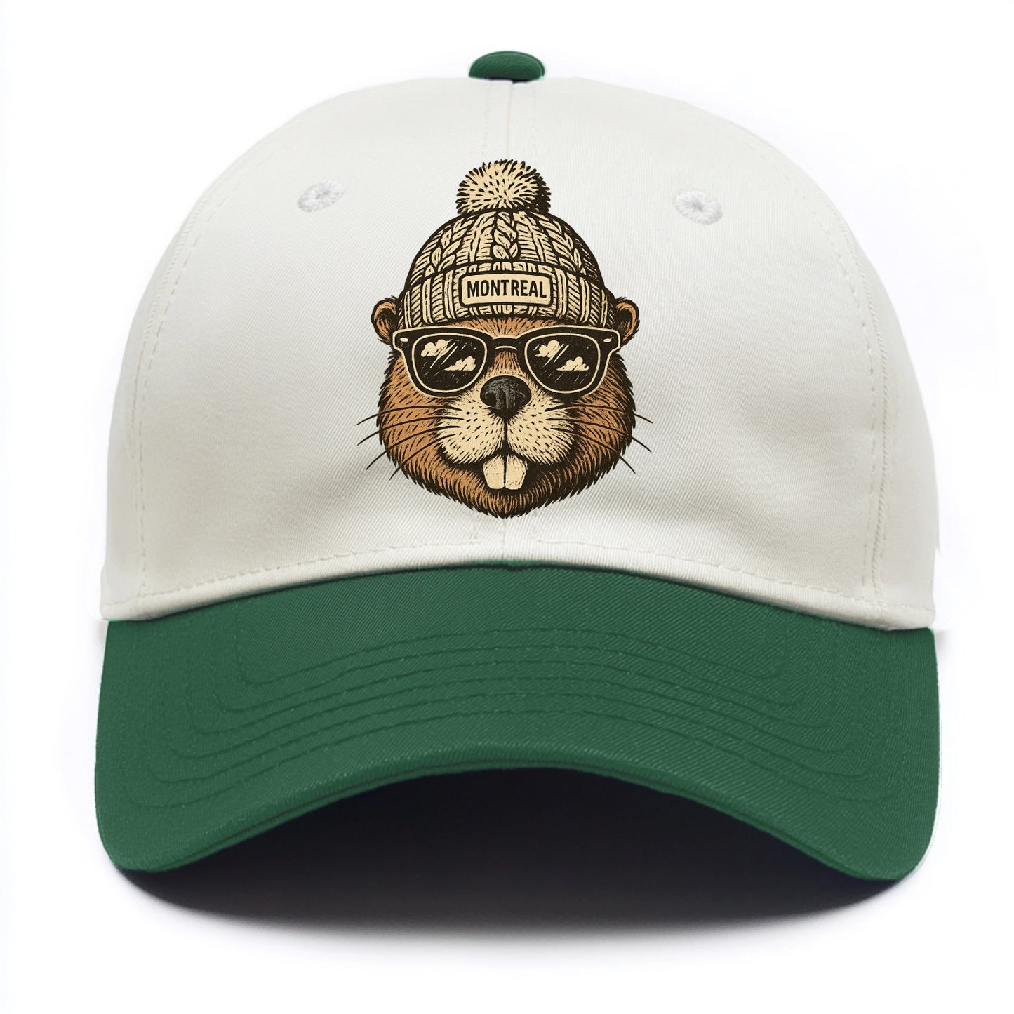 Montreal Beaver wearing Montreal beanie - Two Tone Cap - Green