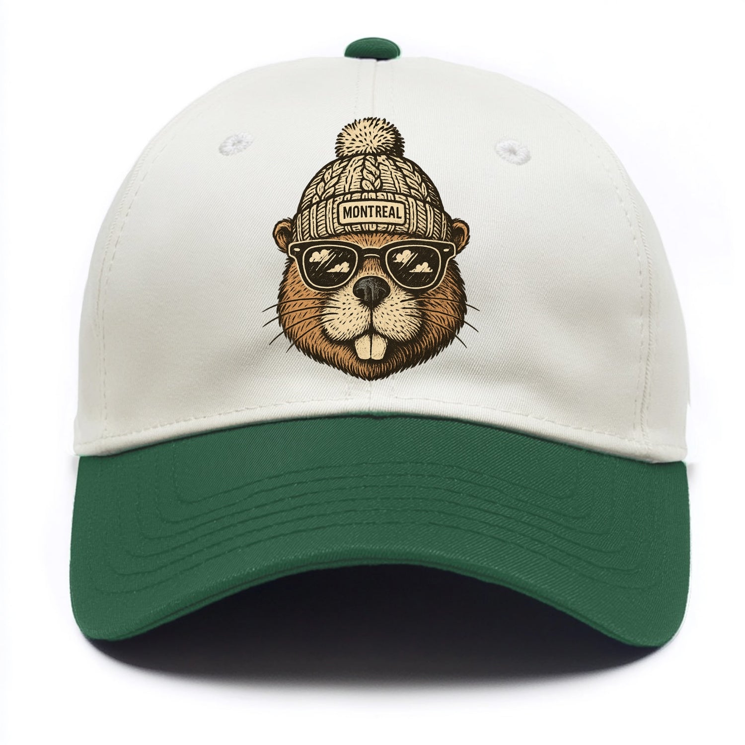 Montreal Beaver wearing Montreal beanie - Two Tone Cap - Green