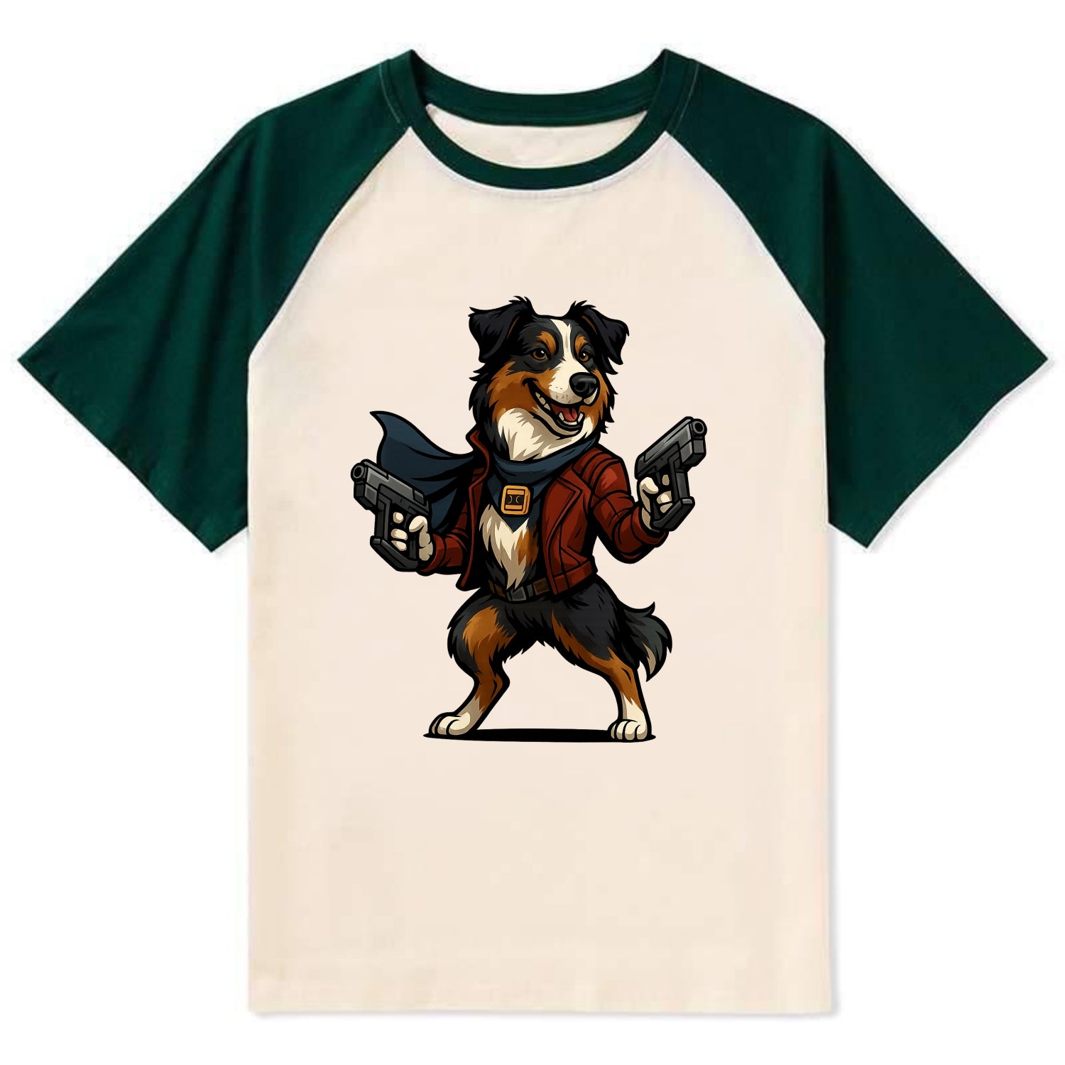 Australian Shepherd Star-Lord  - Contras - Contrast Raglan T-shirt - Green
