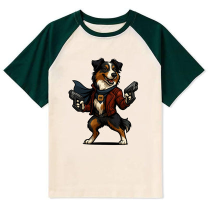 Australian Shepherd Star-Lord  - Contras - Contrast Raglan T-shirt - Green