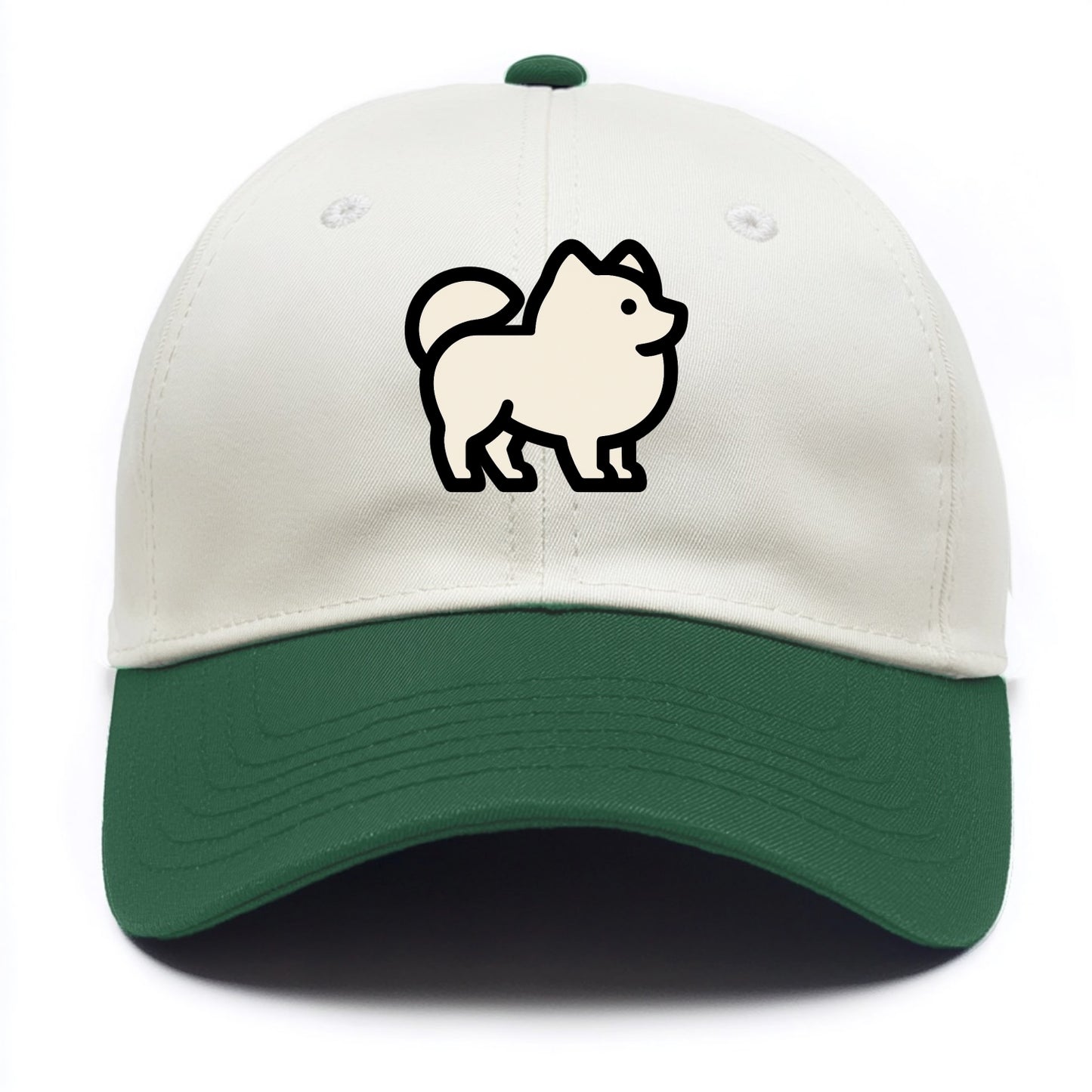 Pomeranian - Modern tiny fluffy logo wit - Two Tone Cap - Green