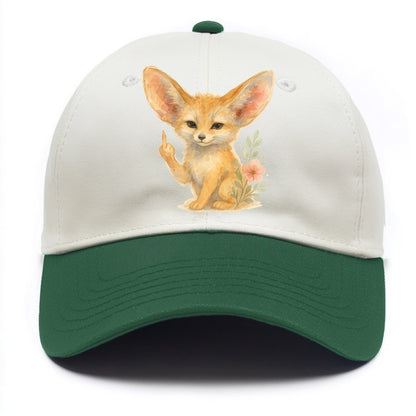 tiny fennec fox with oversized ears, one small paw raised in sass - Two Tone Cap - Green