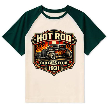 Hot Rod Club 1931 - Contrast Raglan T-shirt - Green