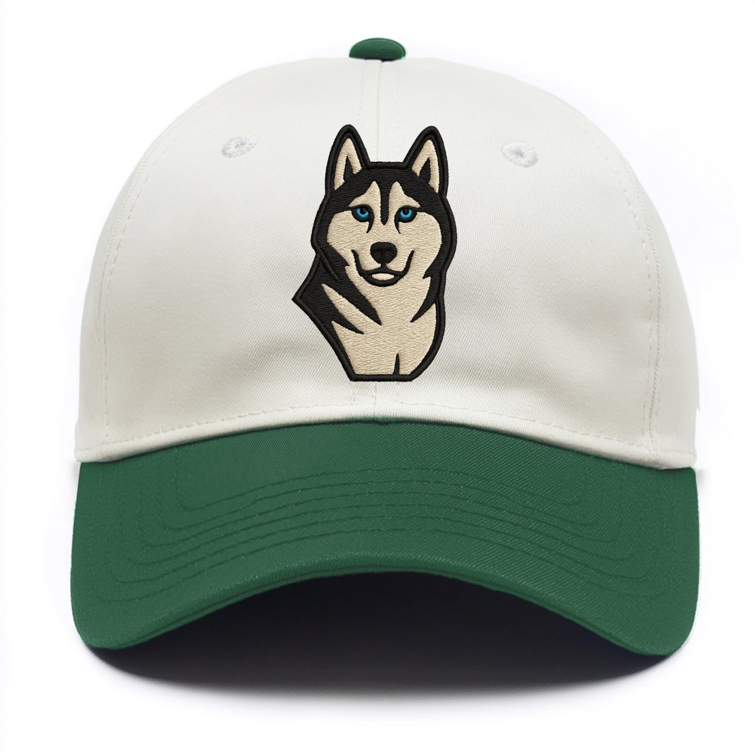 Husky - Blue eyes close-up portrait - Two Tone Cap - Green