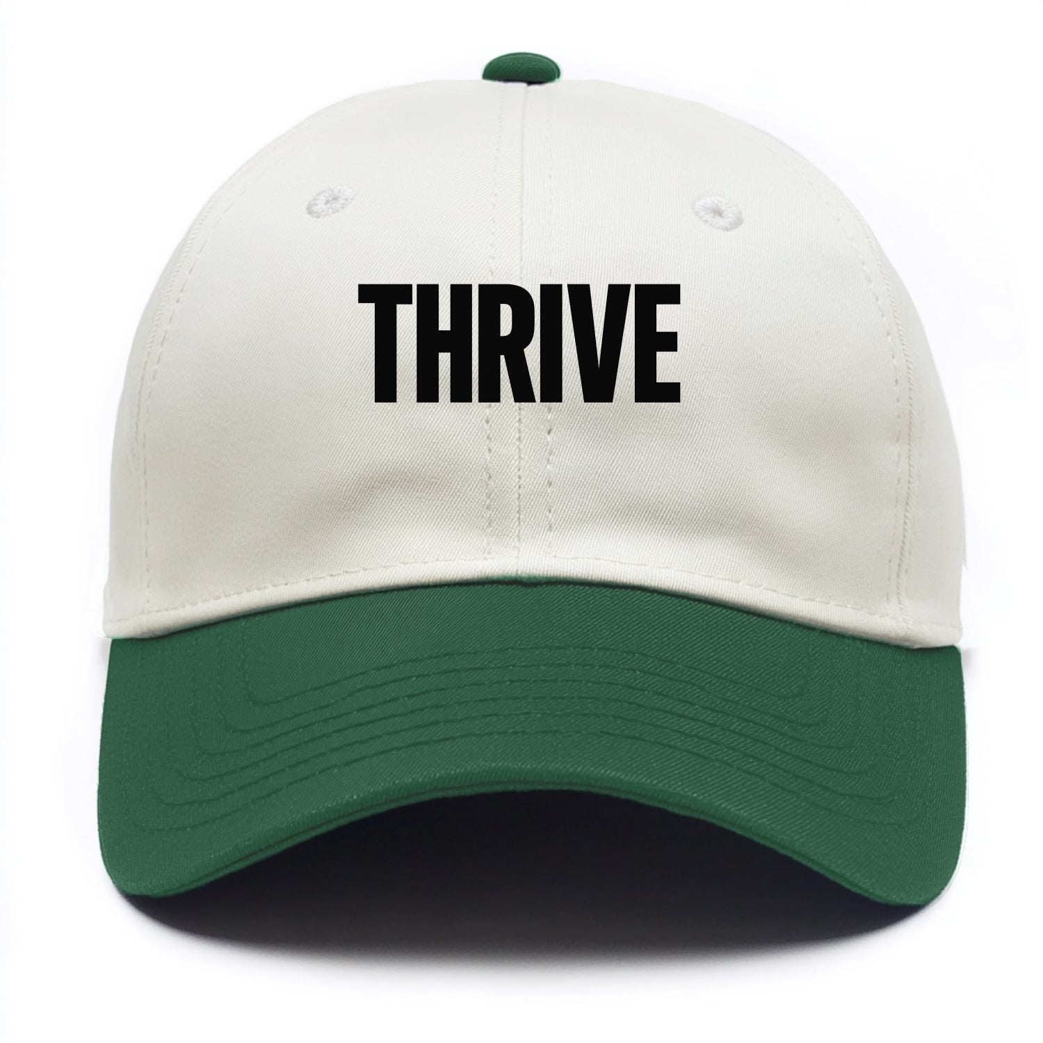 Bold typography design - "THRIVE" - flourishing, doing well - Two Tone Cap - Green