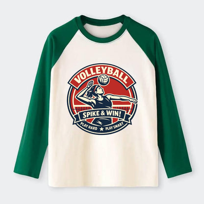 Dynamic Spike Emblem - Raglan Long Sleeve T-Shirt - Green
