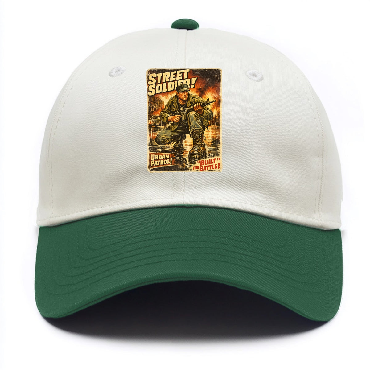 COMBAT READY | Military boots on wet pavement | Street soldier | Urban patrol | - Two Tone Cap - Green