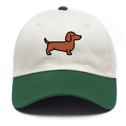 Dachshund - Red/brown smooth flat side profile - Two Tone Cap - Green