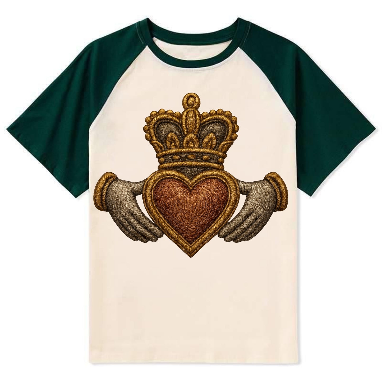 Claddagh  - Contrast Raglan T-shirt - Green