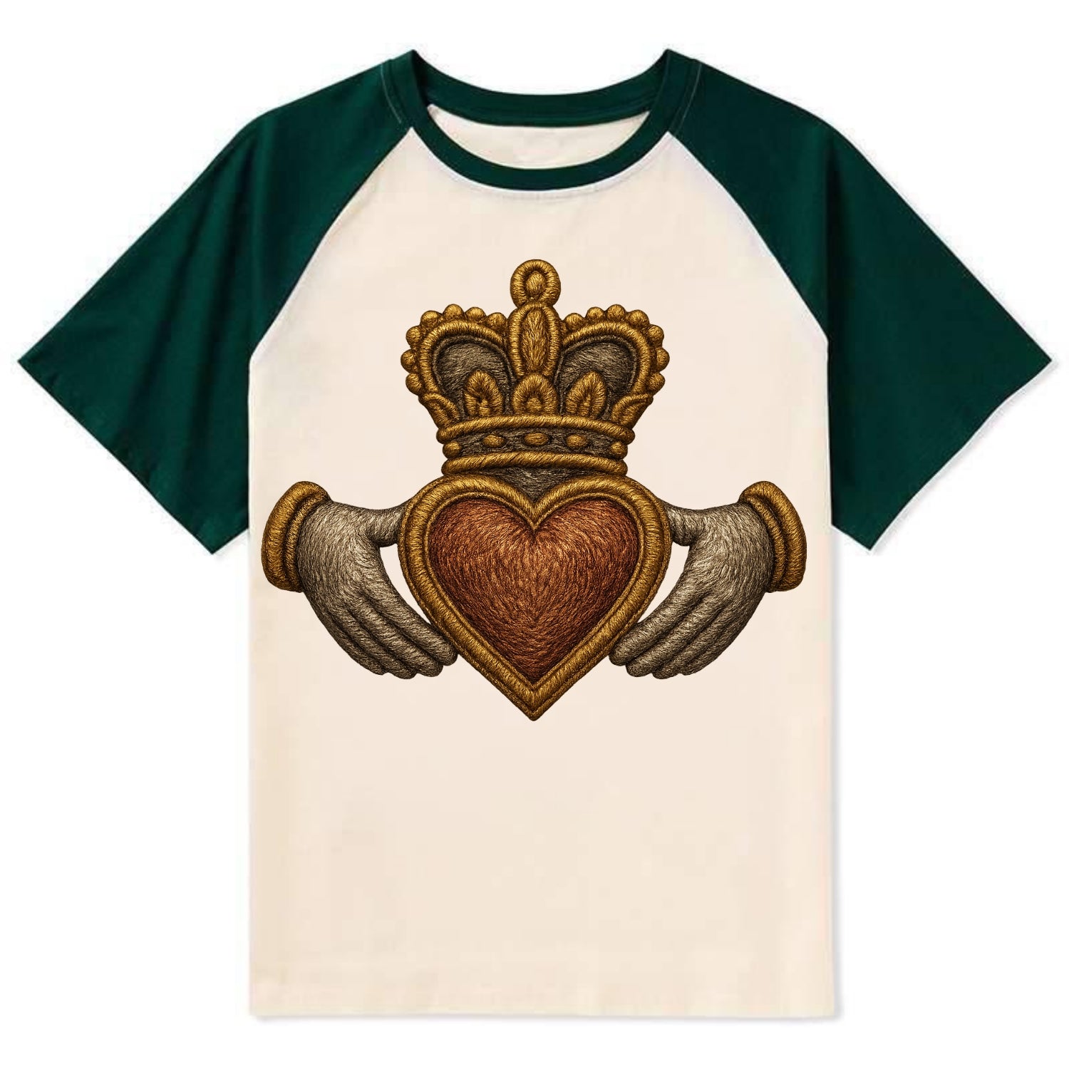 Claddagh  - Contrast Raglan T-shirt - Green