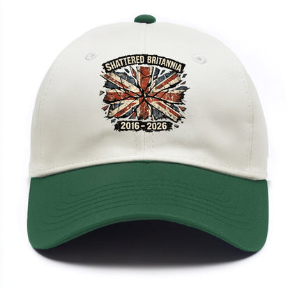 SHATTERED BRITANNIA | Cracked broken Union Jack | Fragmented glass effect | Pieces - Two Tone Cap - Green