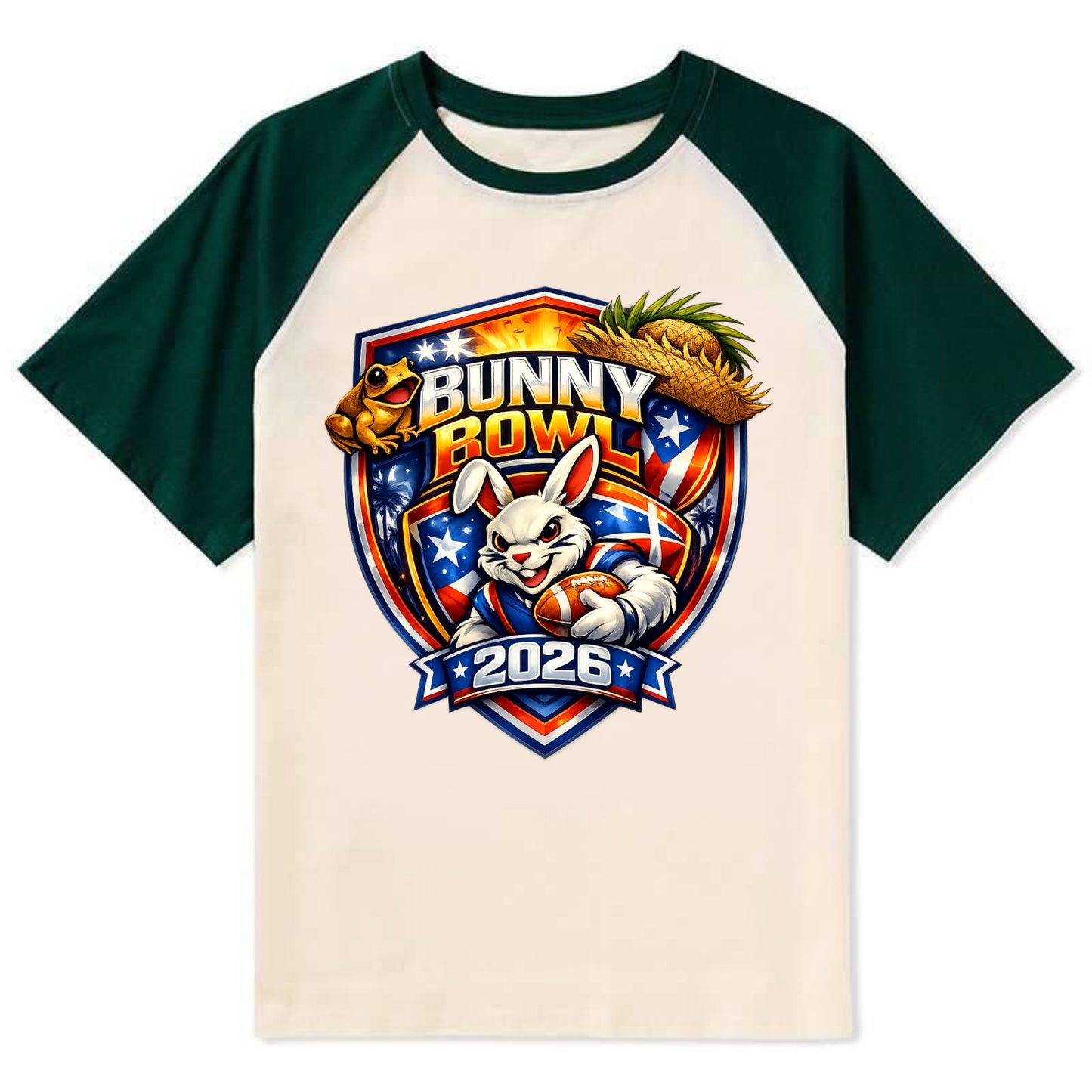 Bunny Bowl 2026 - Contrast Raglan T-shirt - Green