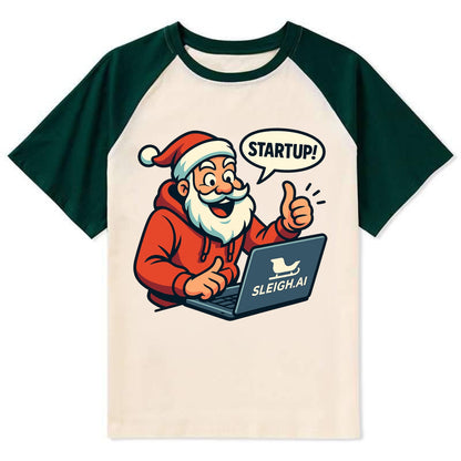 Santa Tech Startup CEO - Contrast Raglan T-shirt - Green