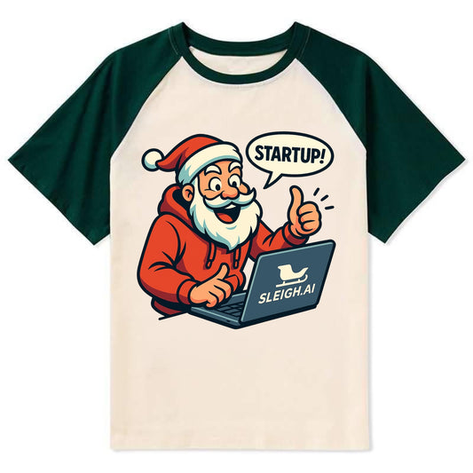 Santa Tech Startup CEO - Contrast Raglan T-shirt - Green