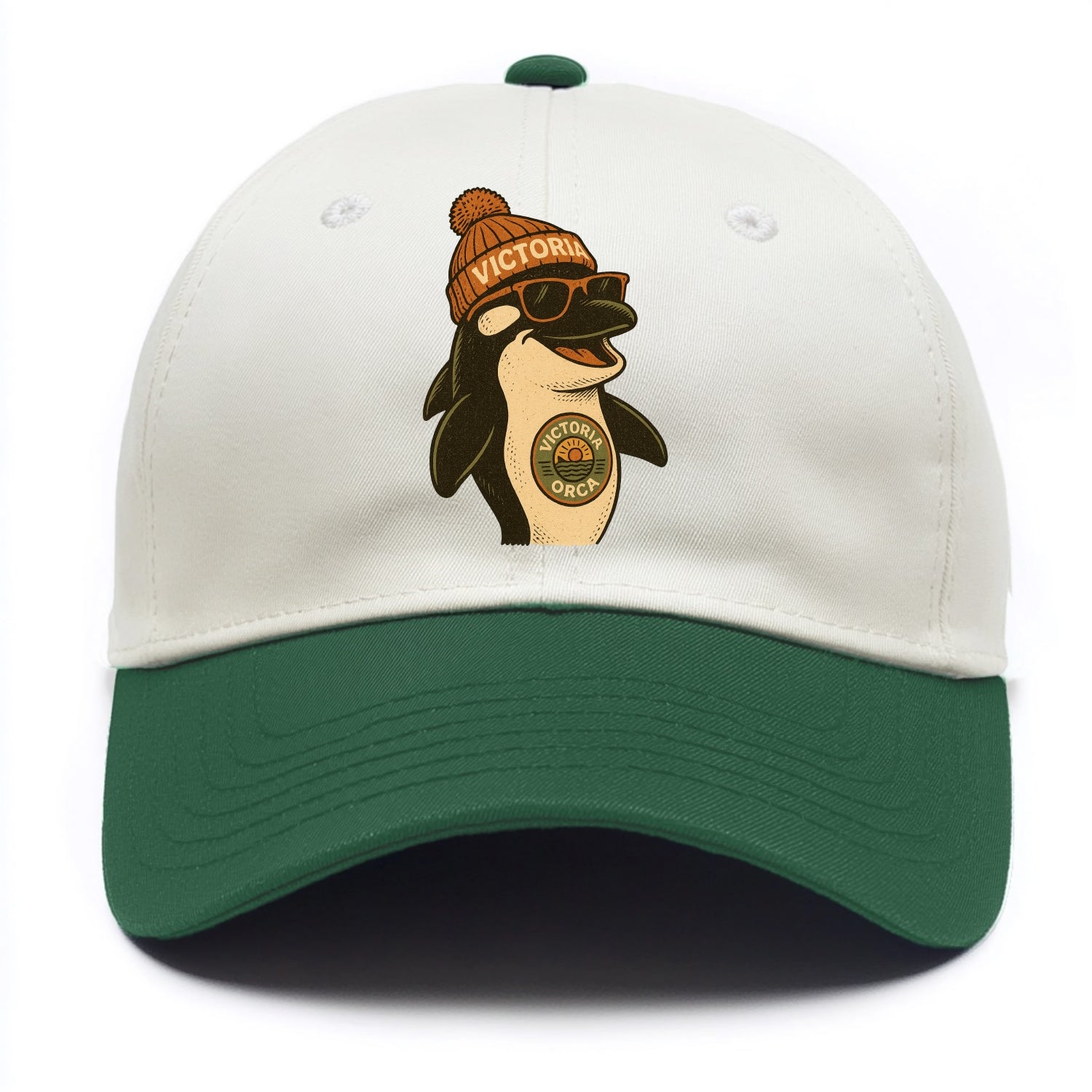 Victoria Orca wearing Victoria beanie wi - Two Tone Cap - Green
