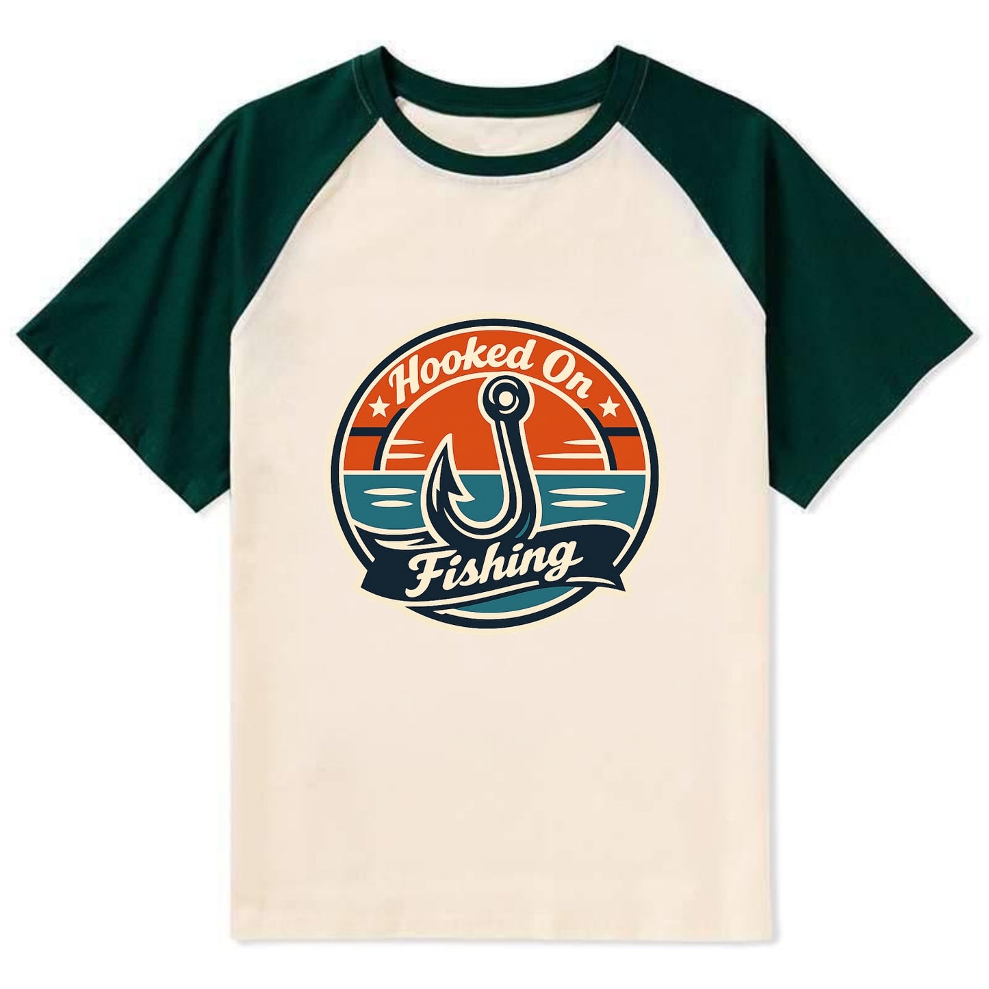 Angler's Emblem of Passion - Contrast Raglan T-shirt - Green