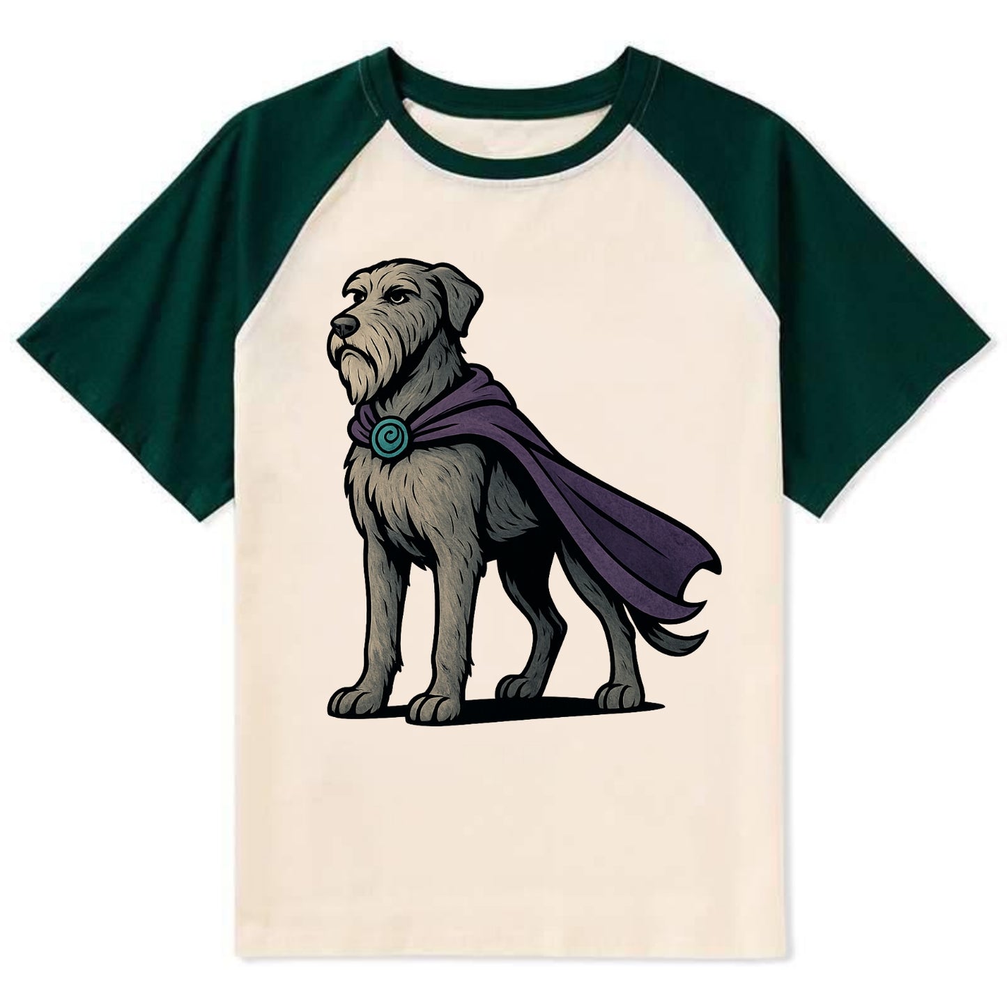 Irish Wolfhound Mystic Hero  - Contrast Contrast Raglan T-shirt - Green