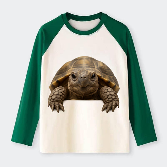 Tortoise  - Raglan Long Sleeve T-Shirt - Green